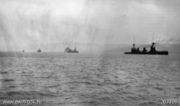 The Australian squadron entering Simpson Harbour, Rabaul in September 1914