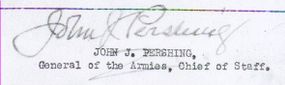 Signature of John Pershing as General of the Armies