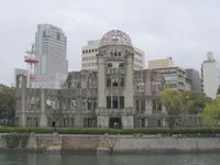 the A-Bomb dome in Hiroshima, near to the ground zero but the construction survived.
