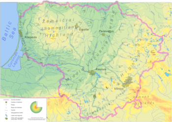 Physical map of Lithuania. Click on the image for better resolution.