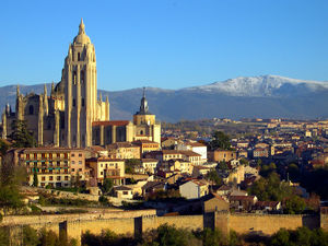 View of the Cathedral of Segovia from the Alcázar.