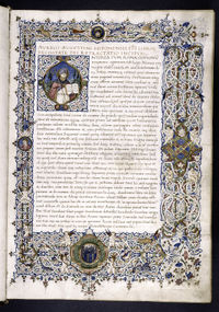 Folio 1r from a manuscript of Augustine's, City of God c. 1470