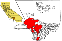 Location within Los Angeles County in the state of  California