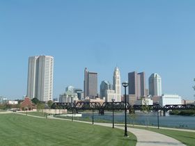 Skyline of Columbus, viewed from North Bank Park