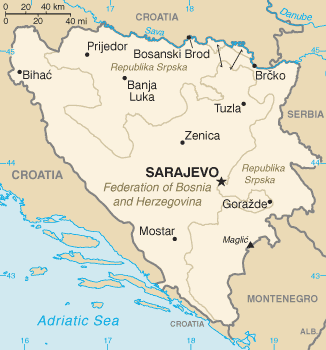 Map of Bosnia and Herzegovina