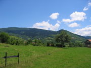 Mountains in Bosnia, view of mountain Kik (right mountain) which is 1,000 m (3,280 ft) and Rance (Suvi Vrh) to the left 1,432 m (4,698 ft)
