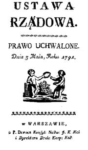 Title page of Piotr Dufour's 1791 edition of the Polish May 3rd Constitution (Government Act).