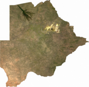 Satellite image of Botswana, generated from raster graphics data supplied by The Map Library