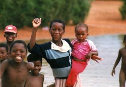 Palapye children, 1987, after the first rain for years.