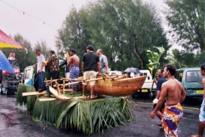 Float parade during the annual Maeva Nui celebrations