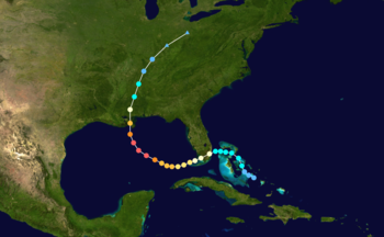 The path of Hurricane Katrina.