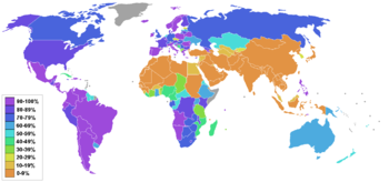 Christianity percentage by country