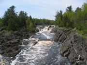 Tilted beds of the Middle Precambrian Thompson Formation in Jay Cooke State Park