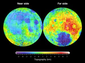 Topography of the Moon, referenced to the lunar geoid.