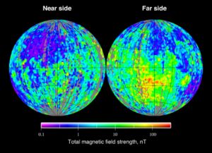 Total magnetic field strength at the surface of the Moon as derived from the Lunar Prospector electron reflectometer experiment.