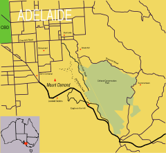 Location of Mount Osmond in the Adelaide Metropolitan Area.