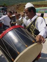 Albanian drummers playing in the street of Prizren, Kosovo