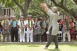 Hula performance at a ceremony turning over U.S. Navy control over the island of Kahoolawe to the state