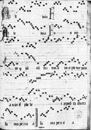 15th century manuscript, depicting a movement for two voices