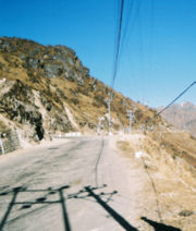 Nathula is located on the mountain to the right of the picture