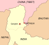 Location of Nathula in Sikkim.