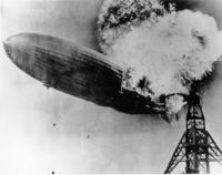 The Hindenburg just moments after catching fire.
