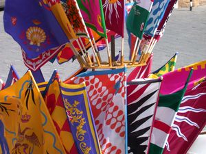 Banners of the Contrade sold before the beginning of the race.