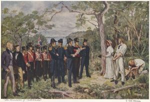 The Foundation of Perth 1829 by George Pitt Morison is a historically accurate reconstruction of the official ceremony by which Perth was founded.