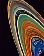 Saturn's rings in which certain effects have been suggested are due to dusty plasmas (false colour image) 