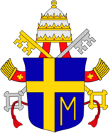 Coat of Arms of Pope John Paul II. The Letter M is for Mary, the mother of Jesus, to whom he held strong devotion