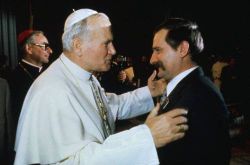 Lech Wałęsa received by Pope John Paul II in the Vatican in January 1981.