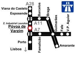 Motorway network reaching Póvoa de Varzim.