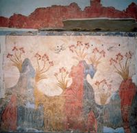 Landscape of spring time. Fresco from the bronze age, Akrotiri.