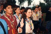 Scouts and Guides from different countries on World Scout Moot 1996