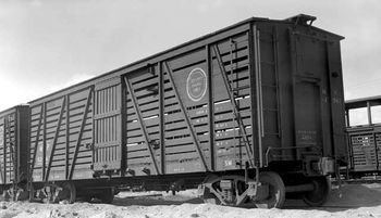 Missouri Pacific Lines all-wood stock car #52967, photographed at Pueblo, Colorado in March, 1937.