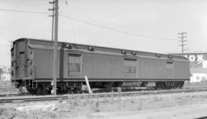 AT&SF #1996, a "palace-style" horse express car, lays over in San Diego, California on July 28, 1935. The unit most likely arrived as a part of one of Santa Fe's passenger train consists.