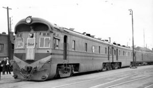 AT&SF diesel-electric units Nos. 1 and 1A are photographed at Los Angeles, California in May, 1936 in their original, as-delivered "golden olive" paint scheme.