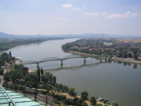 At Esztergom and  Štúrovo, the Danube separates Hungary from Slovakia.