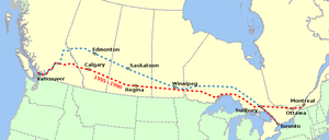 Route map of The Canadian