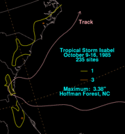 Rainfall totals from Isabel