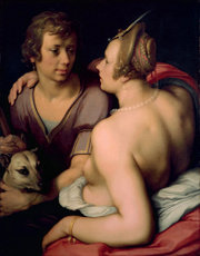 A painting of Venus and Adonis by Cornelis van Haarlem, 1614