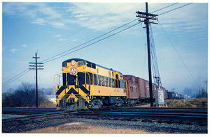 VGN 36 Fairbanks-Morse H-16-44 diesel locomotive crossing the diamond with Norfolk & Western Railway at South Norfolk, VA