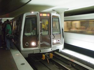 A Red Line train services Metro Center, the hub of the system.