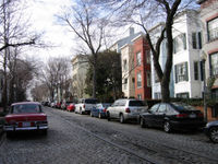 P Street NW, in Georgetown, features streetcar tracks installed in the 1890s.