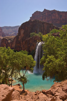 High concentrations of dissolved lime make the water of Havasu Falls appear turquoise.