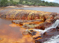 Iron-rich rocks have turned this river red.