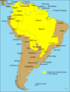 Endemic range of yellow fever in South America, 2005.
