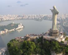 Corcovado Hill in Rio de Janeiro, Brazil with Jesus Christ the Redeemer statue