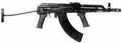 Hungarian AMD-65 with 14 inch barrel, side-folding stock and muzzle brake