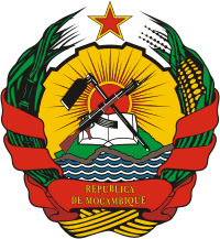 Coat of arms of Mozambique, showing an AK-47.